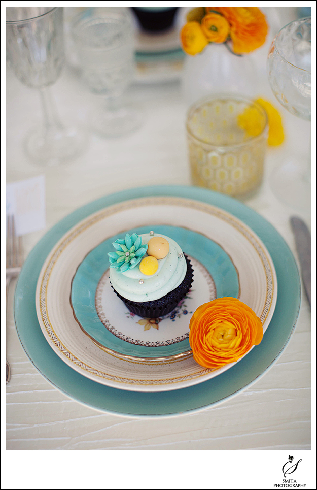 Yellow and Teal Wedding Tablescape